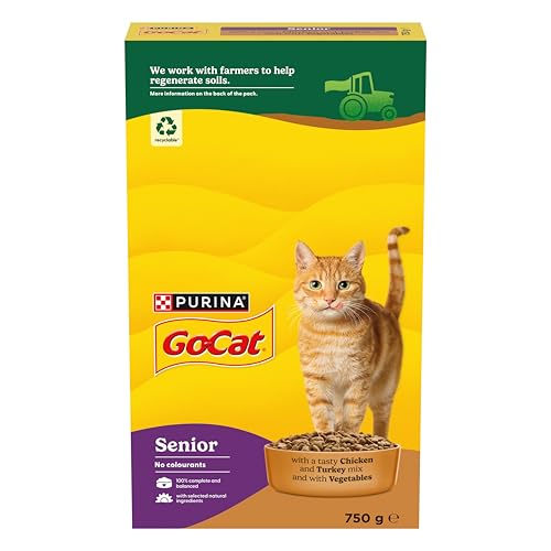 GO-CAT Senior Chicken and Turkey Dry Cat Food 750g (Pack of 5)