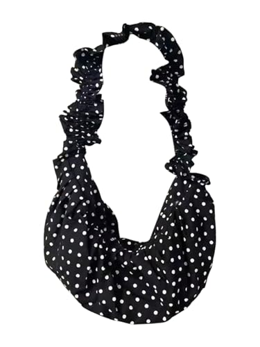 SweatyRocks Polka Dots Crossbody Bags for Women Floppy Dumpling Bag Tote Shoulder Bag Black One Size