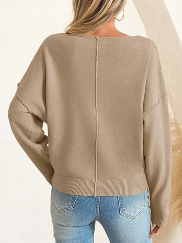 Image of Saodimallsu Womens Off The Shoulder Sweater Boat Neck Batwing Sleeve Knit Pullover 2025 Cute Casual Trendy Jumper Tops