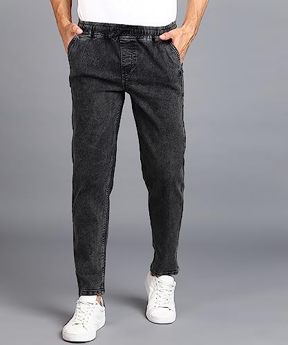 Image of Urbano Fashion Men Mid Rise Regular Fit Washed Jogger Jeans Stretchable