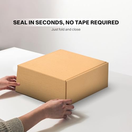 Image of BonKaso Brown Flap Corrugated Boxes | 5x5x2 Inches | Pack of 50 | Eco-Friendly & Recyclable