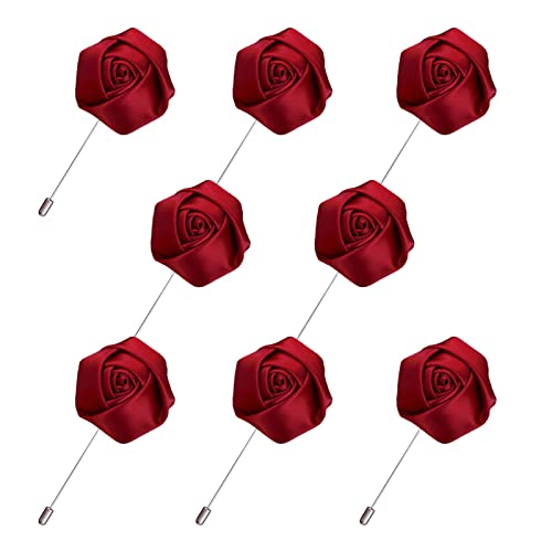 LiFBeauTiFuL 8 Morceaux d'horloges de vins de garound épingles Rouges Rose Buds for Hommes Business Party Suit Ains épingles de Mariage Supplies (Metal Color : Wine Red 8pcs)