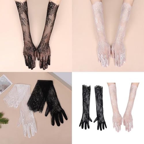 1pair Elegant Lace Long Gloves Evening Dance Gloves Lolitas Mittens Lady For Stage Performances Sheer Operas Length2