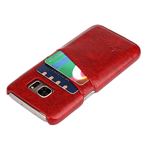 JSLY – Capa rígida de couro com textura de cera de óleo para Galaxy S7 Edge/ G935 com compartimentos