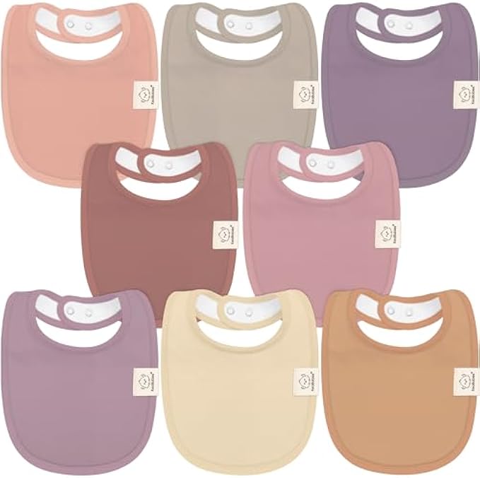 8-Pack Organic Baby Bibs for Boys, Girls - Soft Cotton Drooling and Teething Baby Bibs, Baby Girl Bibs, Baby Boy Bibs, Baby Drool Bibs for Baby Girl, Boy, Newborn Infant Bibs(Mauve)