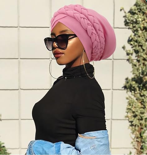 Image of DRESHOW African Women Turban Caps Beanie Twist Headscarf Pre-Tied Double Twisted Braids Headwraps for Women Chemo Cancer Cap