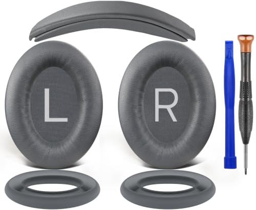 Image of SOULWIT Replacement Kit for Bose QuietComfort 45 (QC45) /Quiet Comfort 35 (QC35, QC35II) /QC SE /QC Wireless Headphones, Ear Pads Cushions + Headband + Silicone Earpads Cover Protector - Eclipse Grey