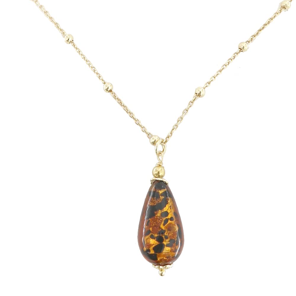 Venetiaurum - Collana per Donna con Pendente a Goccia in Vetro Originale di Murano e Argento 925 - Gioiello Made In Italy Certificato