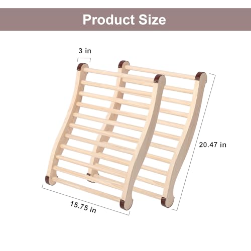 Sauna Backrest 2 Pack, Natural Pine Ergonomic S-Shape Sauna Back Rest,with Non-Slip Pads Infrared Sauna Accessories - Image 2