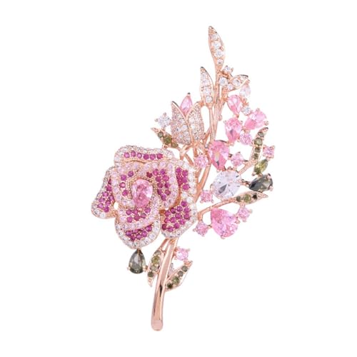 Broche vêtement LNNSHX corsage zircone rose : accessoire pour robe de soirée et dîner