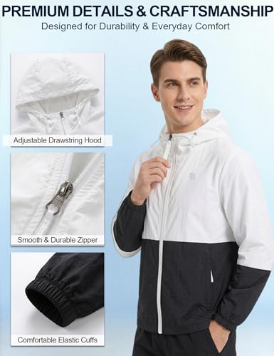 Image of Venzina Sunscreen Jacket for Men Lightweight UPF 50+ Breathable Sun Hoodie Wind-Resistant Quick-Dry Packable Jacket for Running Hiking Fishing