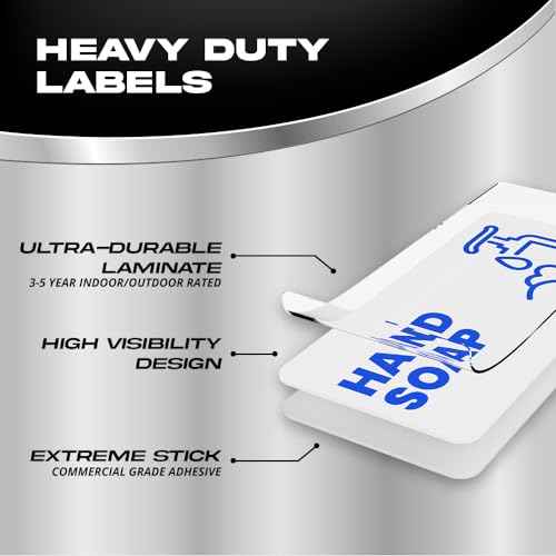 Image of Hand Soap Label for Soap Dispenser | Commercial Hand Soap Sticker Label for Wall Mounted Dispenser | Business, Office, and Home Use | Waterproof, Ultra-Durable - USA Made (2x1 inch), 4 Labels