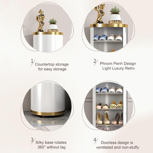 Étagère à chaussures rotative métallique : le meuble de rangement vertical - 7
