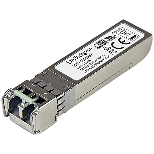 Image of StarTech.com MSA Uncoded Compatible SFP+ Module - 10GBASE-SR - 10GbE Multi Mode Fiber (MMF) Optic Transceiver - 10GE Gigabit Ethernet SFP+ - LC 300m - 850nm - DDM (SFP10GBSRST)