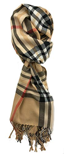 Plum Feathers Luxurious Classic Plaid Pattern Pashmina Blanket Scarf2