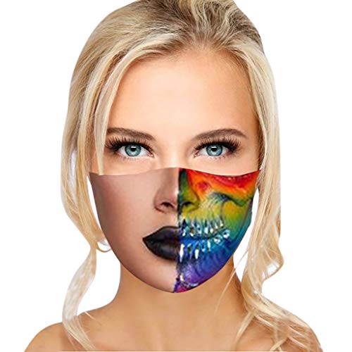 Preisvergleich Produktbild TQIU Wiederverwendbar Mundschutz Draussen Waschbarer Bilden Drucken Gesichtsschutz Damen Wiederverwendbar Mund Nasenschutz Baumwolle 3D Druck Gesichtsschutz Halstuch Schals Bandana