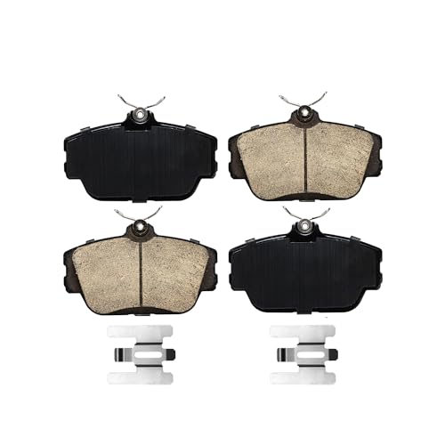 Image of Detroit Axle - 4pc Front Brake Pads for 95-99 01-07 Ford Taurus 96-97 Thunderbird 95-02 Lincoln Continental 93-98 Mark VIII 01-05 Mercury Sable 96-97 Cougar, Ceramic Brake Pads w /Hardware Replacement