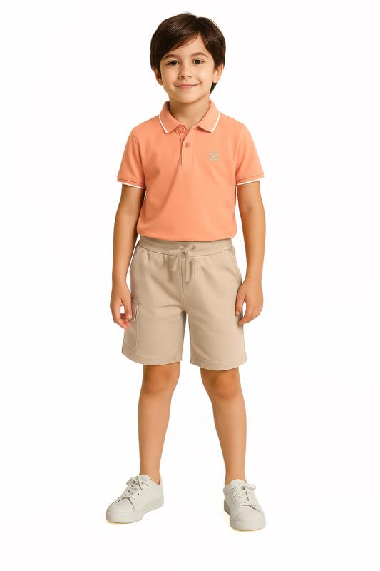 Image of Aventura Boys' Polo T-Shirt & Shorts Set 100% Cotton Bio-Washed Fabric Age 5-12 Years