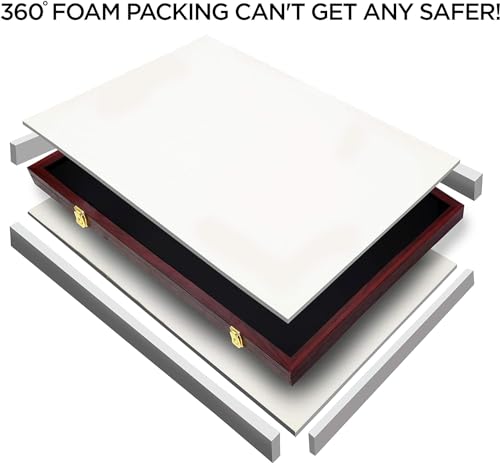 Flybold Jersey Frame Display Case - Large Shadow Box Display for Sports Memorabilia - Acrylic with 98% UV Protection - Mahogany Finish - 31.25" x 23.25" x 1.5" - for Football, Baseball, Basketball