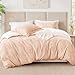 Love's cabin Pink Full Size Comforter Set - Full Comforter Set, 3 Pieces Cute Floral Bedding Sets for All Seasons,1 Soft Reversible Botanical Flowers Comforter and 2 Pillow Shams
