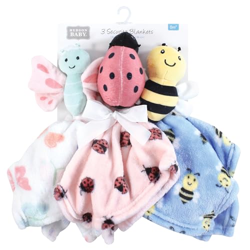 Image of Hudson Baby Unisex Baby Animal Face Security Blanket, Butterfly 3-Pack, One Size
