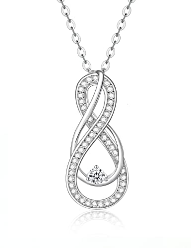Silvernana Moissanite Necklaces For Women Lab Created Diamond Infinity Necklace 18K White Gold Plated Sterling Silver Pendant Necklace #TOP12