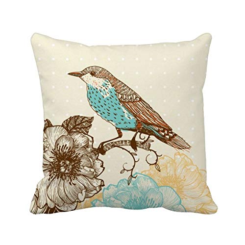 Housse de coussin motif oiseaux et fleurs bleu/noir chic Freehand - 2