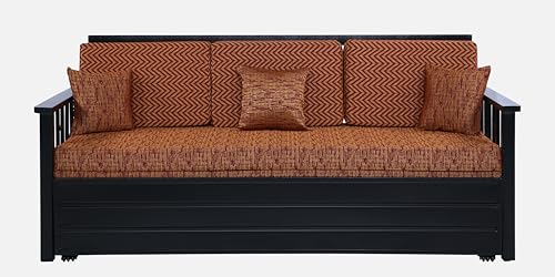 Image of Ubpon 3 Seater Metal Sofa Cum Bed with Hydraulic Storage | King Size Sofa Cuma Bed | Metal Sofa Set for Living Room, Guest Room D10 Multi Brown Sofa King