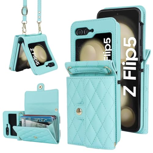 Étui en cuir pour Samsung Z Flip5 sac à bandoulière mains libres
