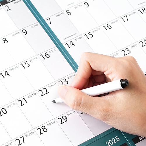 Calendário de parede apagável a seco - Calendário de parede anual 2025, 58,4 cm x 89 cm, janeiro a d