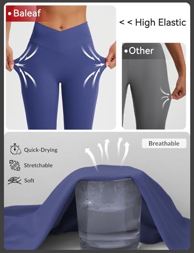 Image of baleaf Capri Leggings for Women Knee Length Yoga Workout Capirs Leggings with Pockets Tummy Control Stretch