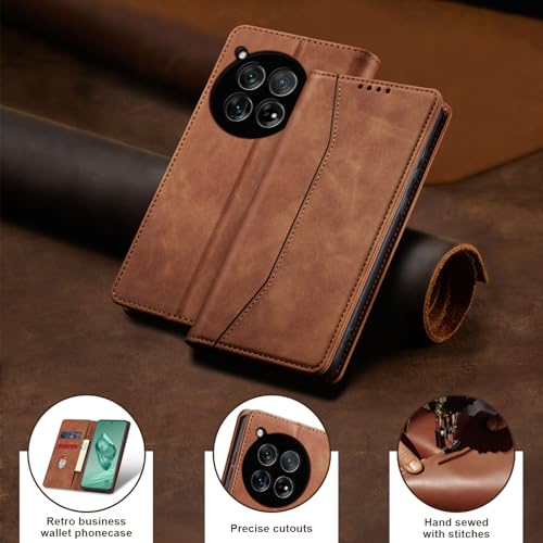Image of Jasonyu Flip Wallet Case for OnePlus 12,Brown