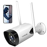 📷【1080P Full HD & Farbige Nachtsicht】Mit einer hohen Auflösung von 1920x1080 liefert die Überwachungskamera für den Außenbereich 1080P klare Bilder /Videos mit einem empfindlichen Sensor. Darüber hinaus bietet die Außenkamera mit Infrarot-Technologie und zwei Lichtquellen farbige Nachtsicht (bis zu 30 m).