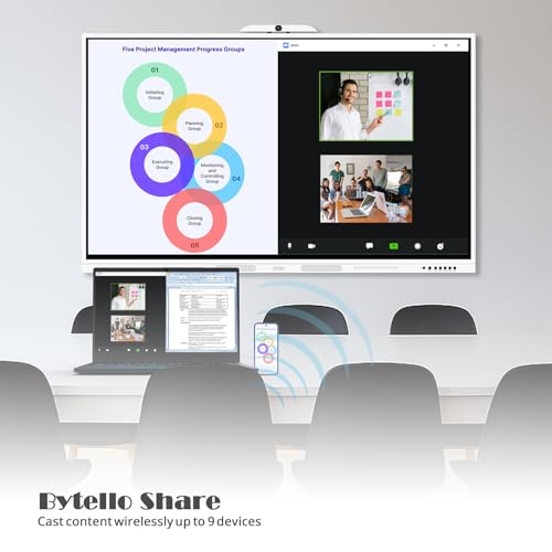 Image of GTek 86 inch Smart Board, 4K Interactive Whiteboard, Touch Screen Digital Electronic Whiteboard with Android 13+ Windows i7 Dual OS for Classroom, Office, Business and Home