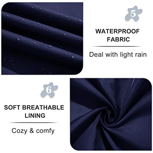 FARVALUE Women's Waterproof Trench Coat Double Breasted Windbreaker Classic Belted Lapel Overcoat with Removable Hood Navy 3X-Large