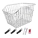 kowaku Bike Rear Basket Bicycle Storage Basket Fashion IRO Sturdy Bicyclecargo Container for Mountain Road Bikes Riding Accessories, Silver No Lid