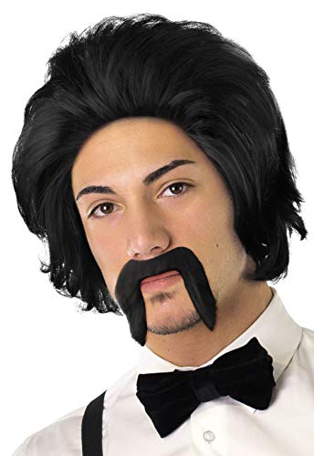 Peruca mexicana de chuck com bigode (preto)