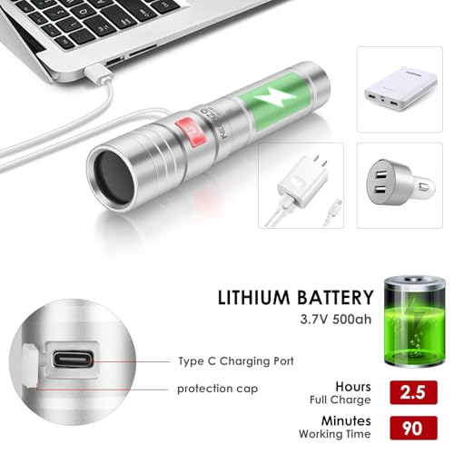 KEENZO 2102 UV 365nm Torch Rechargeable,Mini UV 365nm Black Light LED Ultraviolet Flashlight,Small UV365nm Light Blacklight Detector for Pet Urine,Stain,Bed Bugs and More - Image 3
