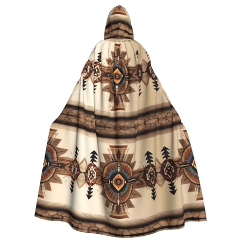Cape à capuche imprimée amérindienne pour adulte costume long mixte