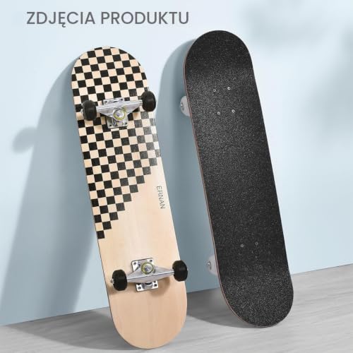 ERNAN Kompletny zestaw deskorolki dla początkujących. Profesjonalna deskorolka 31 x 8 cali. 7-warstwowa wklęsła podwójna deska do kopania dla dorosłych, chłopców, dziewcząt