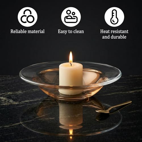 Eldraqth Wax Warmer Replacement Dish, 4 Inch Round Oil Burner Glass Candle Warmer Bowl Plate Wax Tray Wax Melt Dish for Candle Scented Aroma Therapy Lamp Electric Lamps