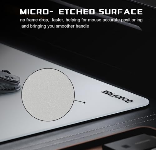 Image of Tempered Glass Gaming Mouse Pad, Professional Esport Hard Mouse Mat Ultra-Smooth Micro-Etched Surface for Top Speed and Control, Non-Slip Mousepad, Dirt & Scratch Resistant (White, 15.75 inchx19.69 inch)