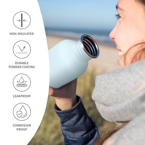Image of Bambaw Metal Water Bottle 750 ml, Light Blue Sports Bottle, Non-Insulated Water Bottle, Stainless Steel Bottle 750 ml, Stainless Steel Bottle - Nordic Blue