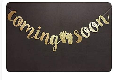 Festiko Real Glitter Paper Hanging Pennant Banner/Letter Banner for Bachelorette Birthday,Cheers,Anniversary,Wedding,Boy or Girl Party Decoration (Comming Soon-Gold)