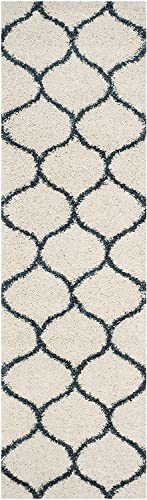 Image of Handwoven Microfibre 3D Rug for Living Room (Ivory & Teel Blue, 2 X 5 Feet (Runner), Microfibre)