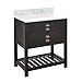 Signature Hardware 953262-30-VES-0 Ansel 30" Free Standing Single Vanity Set with Cabinet, Granite Vanity Top - No Faucet Holes