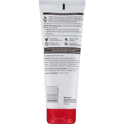 Eucerin Skin Calming Cream - Full Body Lotion for Dry, Itchy Skin, Natural Oatmeal Enriched - 8 oz. Tube (Pack of 3) - image 7