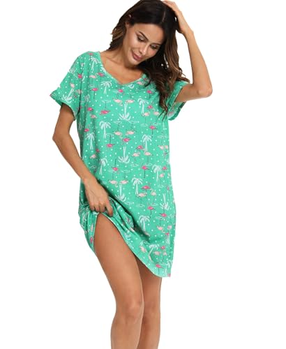 ENJOYNIGHT 3 Pack Womens Nightshirt Cotton Nightgown Short Sleeve Soft Sleep Shirt3