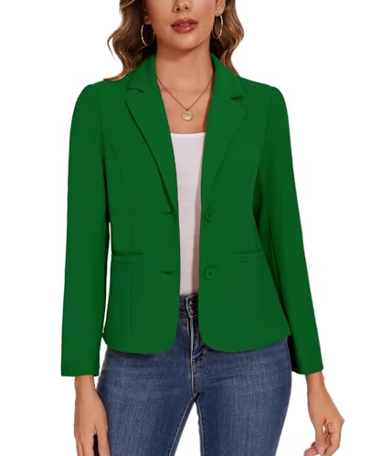 MINTLIMIT Womens Casual Blazer Jacket Long Sleeve Button Front Work Office Blazers Lapel Button Jacket (Green, Size 2XL)4