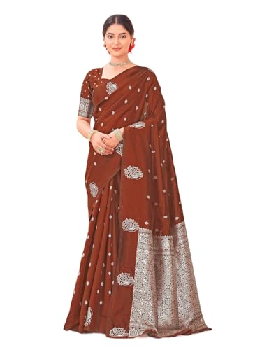 Image of SIRIL Women's Banarasi Soft Silk Saree Pure Silk with Unstitched Blouse Piece